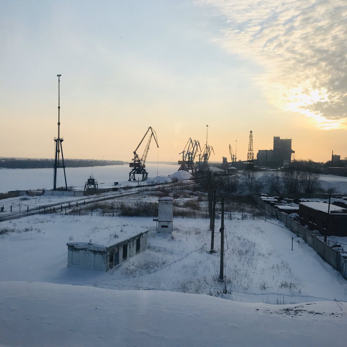 Omsk, Russia’s 7th largest city. Very industrial, giant port terminal. It’s cold and sunny and feels a million miles away from Moscow; time zone Moscow +3 hours!