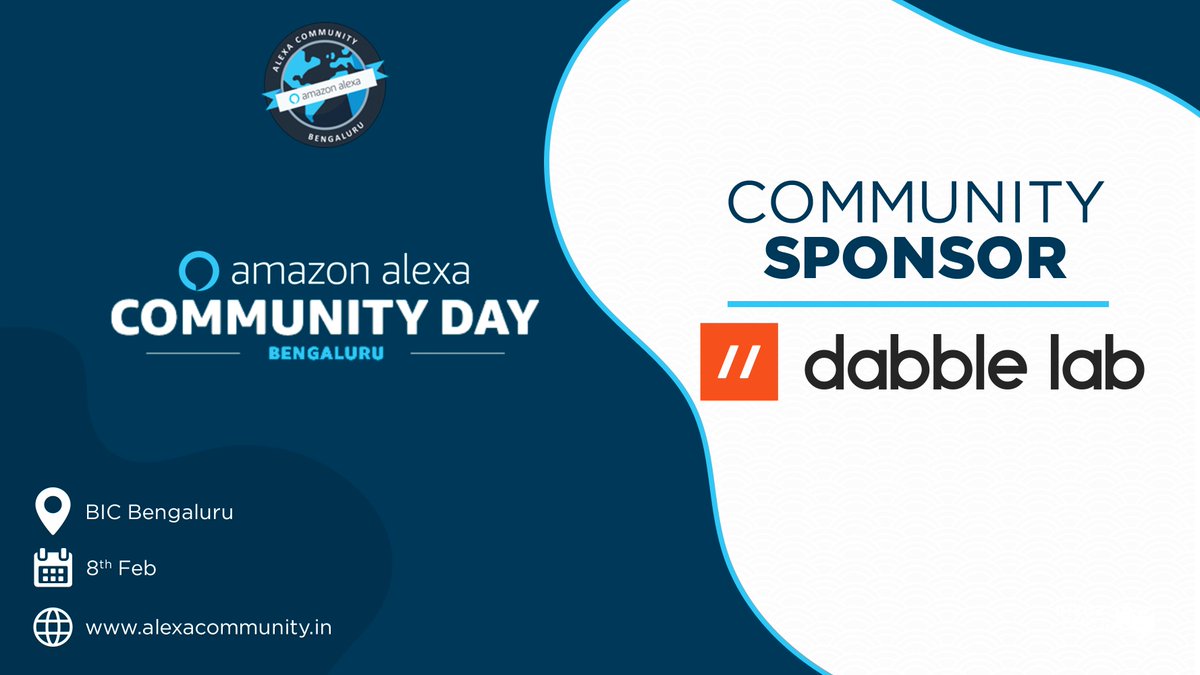 AlexaCMBLR's tweet photo. Extremely delighted to have @dabblelab as #community sponsor for #Alexa Community Day #Bengaluru 2020. Thanking founder @tingiris early adopters of Alexa for this.
Book tickets at https://t.co/6jHatofsb3 
Use ALEXABLR to get 20% discount
@alexadevs @alexa99 #aws #alexadevs https://t.co/GJBiFTn1Dj