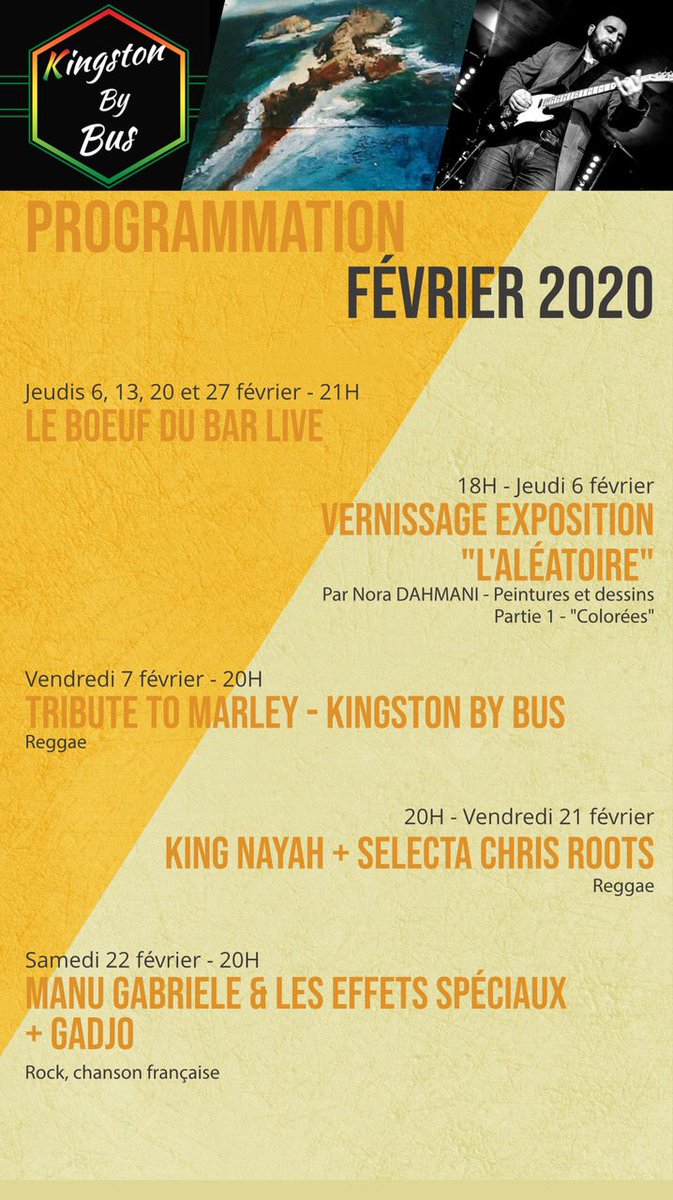 BarLive301's tweet photo. #programmation du mois : #vernissage, #jam, #concerts et tribute to #BobMarley 🔥 https://t.co/z11WJt9Vad