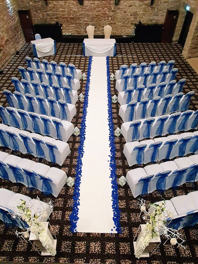 Navy Blue Wedding set up <a href="/LancashireManor/">Lancashire Manor</a>
