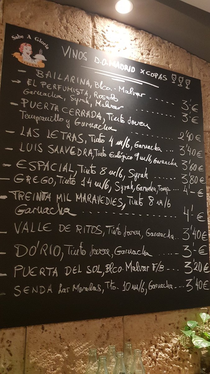 labrujaviri's tweet photo. Qué vino de Madrid elegir para armonizar la gastronomía de taberna @SabeAGloria en pleno centro? En su bodega encuentras un montón de referencias de vinos madrileños👏👏. 
Blog De Bodegas con la Bruja Viri https://t.co/NEflZa4BhH @VinosdeMadridDO @MadridRutasVino @tabernasmadrid https://t.co/KnW1cfDYx3