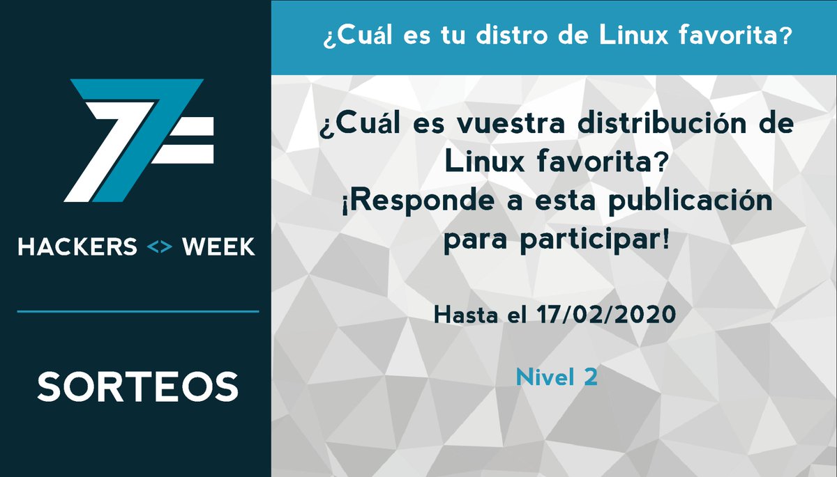 HackersWeek's tweet photo. ¿Cómo van los exámenes? ¡Esperamos que bien!
Para animaros os traemos un sorteo:
Un nivel 2 entre todos los comentarios a esta publicación respondiendo a "¿Cuál es vuestra distro de linux favorita?".
¡Teneis hasta el 17 de Febrero!
#HW7Sorteos #HackersWeek7 https://t.co/kYkKtsM4Kq