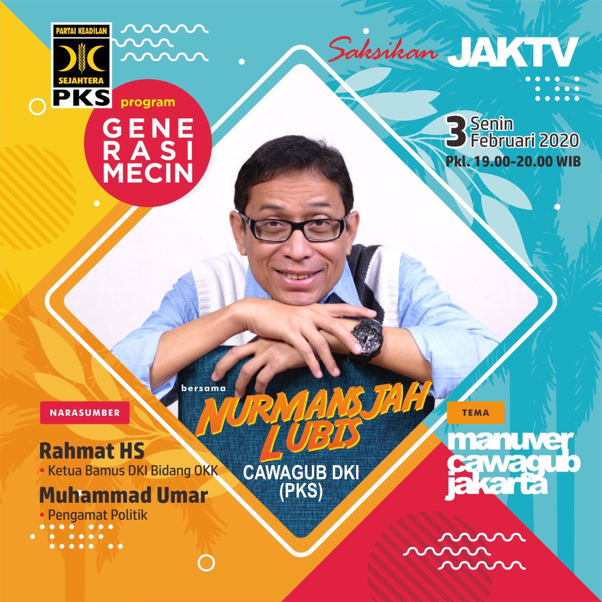 AjiTeguh04's tweet photo. Kuy Pantengin @JaktvCom pkl 7 malam ini di Acara “Generasi Mecin”
Ada Cawagub DKI Bang Ancah @nurmansjahlubis
@bayprio @MardaniAliSera @PKSJakarta @airakaz @af1_ @pksejahtera
#BangAncahDiJAKTV
#GenerasiMecin https://t.co/56O9BM5mBG