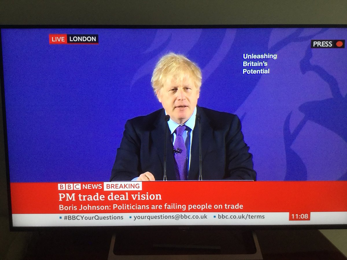 HistoryAJM's tweet photo. Free trade deals.
@BorisJohnson delivering some fine oratory on the challenges of international trade & Britain’s potential.
Mention of Ricardo’s competitive advantage.
& EU protectionists!
Politicians waving tariff threats around like cudgels
#UnleashingBritainsPotential https://t.co/Kwth1zXwZF