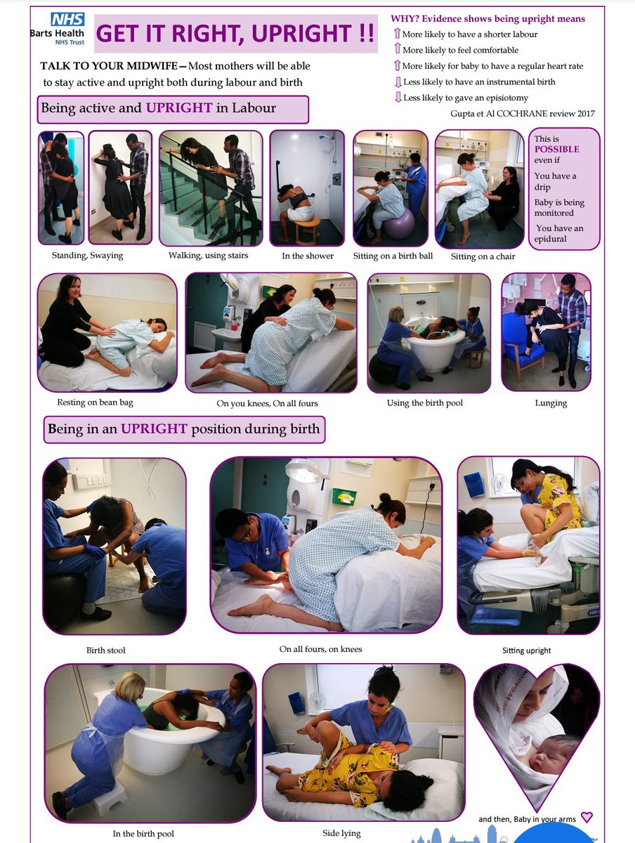 MaternityWX's tweet photo. Our photo poster to encourage Active and Upright birthing has arrived! This will help midwives start the conversation &amp; mothers can try these out as modelled by staff!! Posters displayed in Delivery suite, Birth Suite, Induction ward &amp; waiting areas. @WeImproveBH @NHSBartsHealth https://t.co/LAYBd2zNKO