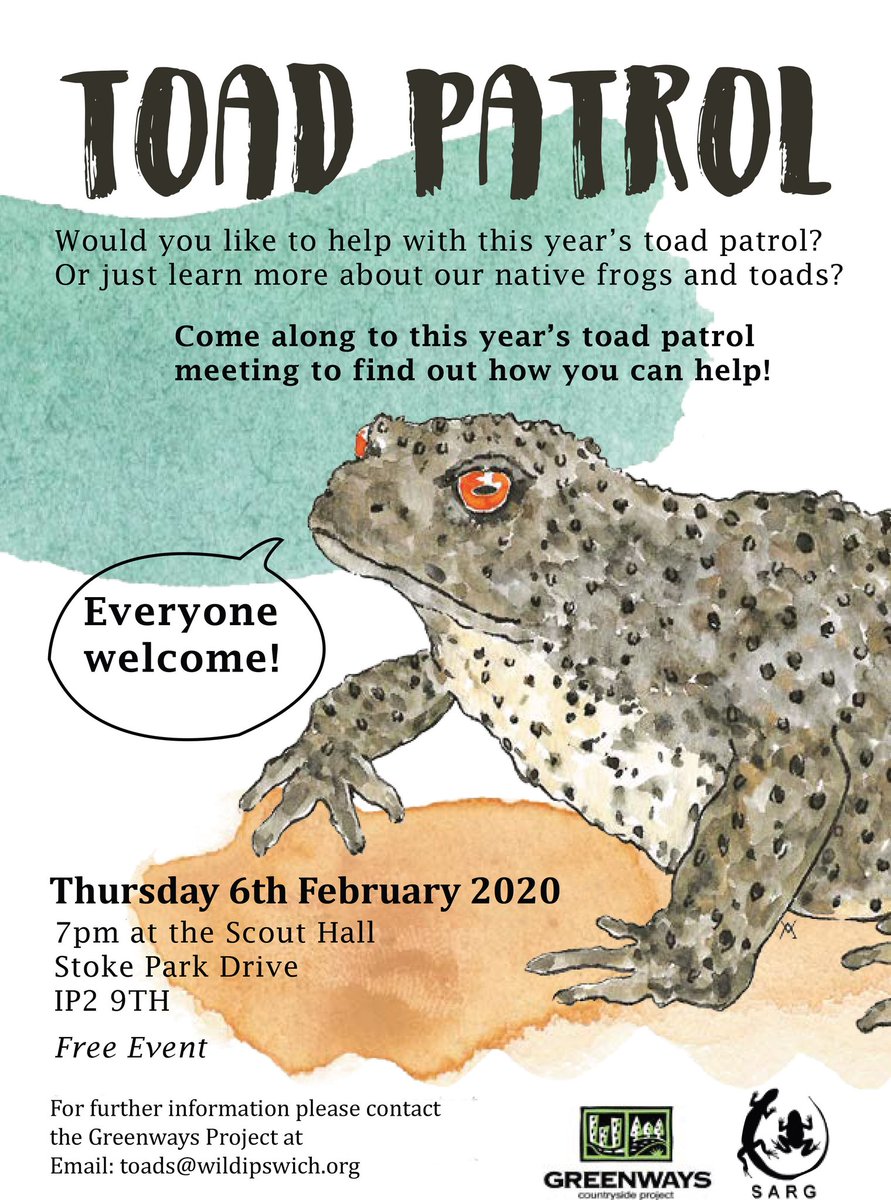 It's that time of year again - time to help some toads cross the road! Come along to the Bobbits Lane Toad patrol meeting this Thursday if you'd like to be involved 🐸