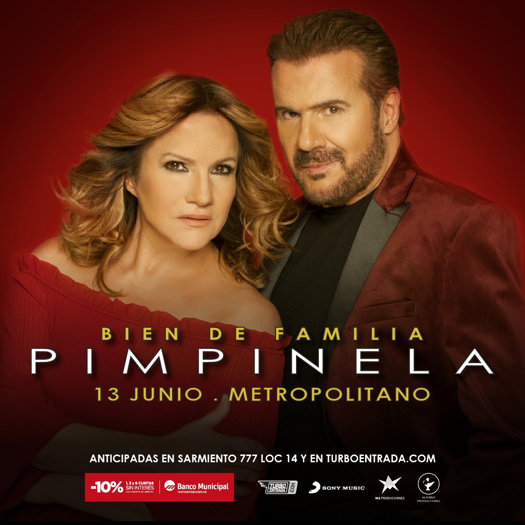El 13 de junio llegan a #Rosario <a href="/PimpinelaNet/">Pimpinela</a> con “Bien de Familia” 👨‍👩‍👧👨‍👨‍👧👩‍👧‍👧
👉 Compra tus entradas en:
🎟 bit.ly/PimpinelaEnRos…
🎫 Sarmiento 777 
💳 <a href="/BancoMunicipal/">Banco Municipal</a> 10% DE DESCUENTO + 1, 3 ó 6 CUOTAS SIN INTERÉS ·Exclusivo web·