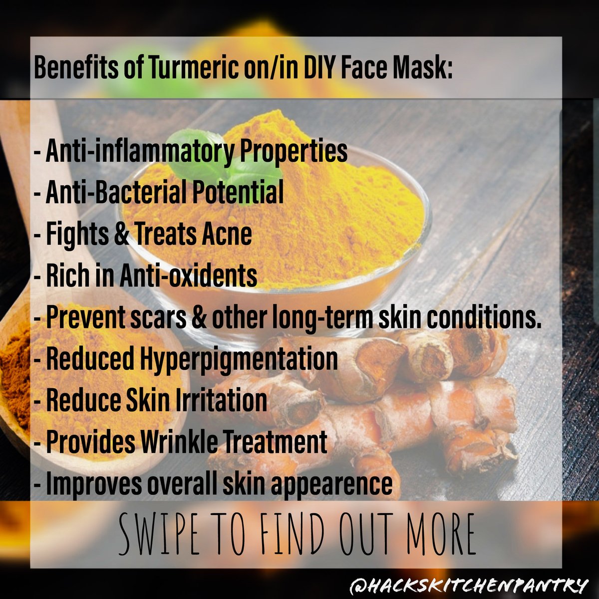 HacksPantry's tweet photo. YES! ITS BEAUTY WEEK, TURMERIC DIY FACE MASKS BENEFITS !! 
CHECK-OUT ❤
#beauty #diy #trending #face #mask #turmeric #skincare #selfcare #MondayMotivation #MondayVibes #MondayMorning https://t.co/XsFeYaUqW1