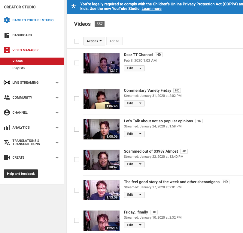 MetamorphosisRx's tweet photo. Dear @YouTube @ytcreators @TeamYouTube this is another example of why we prefer classic #creatorsstudio vs the new version. I just took both these images within 30 seconds of each other. The video "Dear TT Channel" was uploaded last night but on the new version, it disappeared. https://t.co/PHmb9MZ1Zr