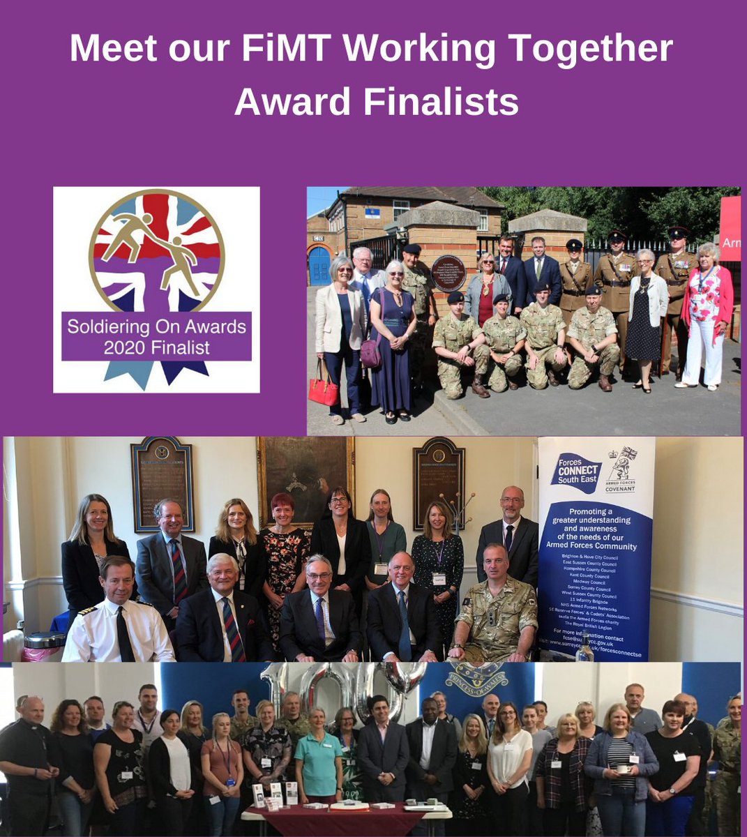 SoldierOnAwards's tweet photo. @FiMTrust Working Together Award honours commitment &amp; collaboration in supporting the community. Our Finalists are: Charnwood, Melton &amp; Rushcliffe BC Partnership; Forces Connect South East; Sussex, Kent &amp; Medway Armed Forces Network. Read more: https://t.co/ll2MBRLZgN RT #SOA2020 https://t.co/0FDisZEyk0