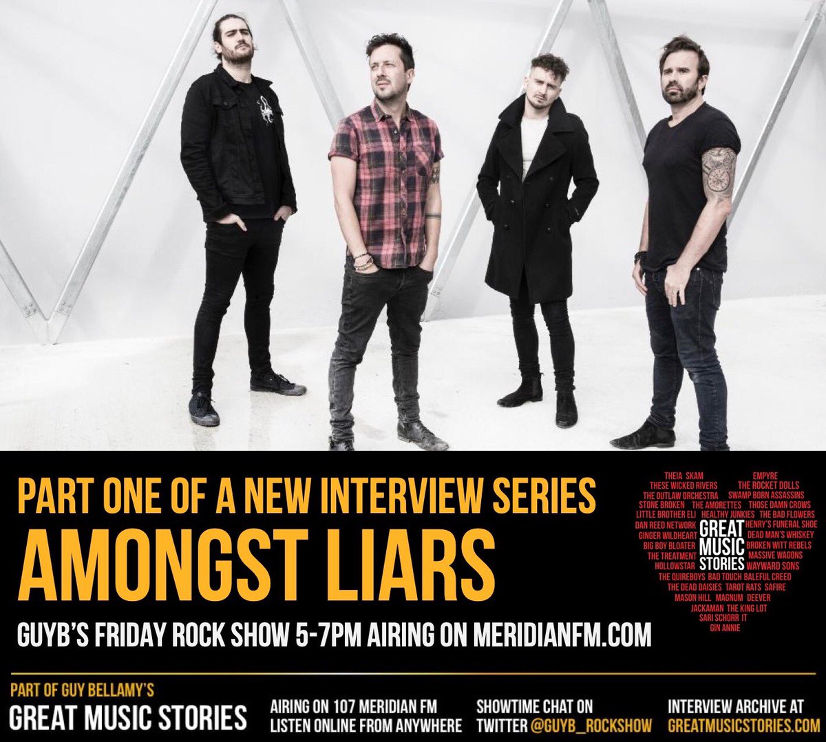 GuyB_rockshow's tweet photo. Amongst Liars. Starting Friday - a new 3-part interview series with @amongstliars - for those that remember #SaintApache you know what to expect from my #marv chats with #Leo. Expect much laughter 😎 Airing on https://t.co/BL6KRWGRZr Fri between 5-7pm https://t.co/Rg6hbJcXyg