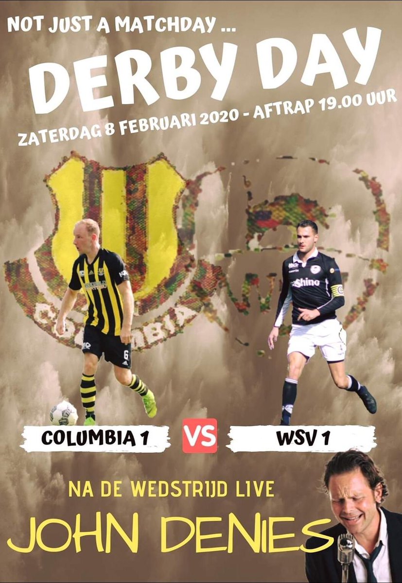 Aanstaande zaterdag Apeldoornse derby!  <a href="/wsv_voetbal/">WSV Apeldoorn</a> speelt bij <a href="/avvcolumbia/">a.v.v. Columbia</a> 
Laten we ervoor zorgen dat we met 3 punten naar huis gaan! #wsv #voetbal #zwartwithart