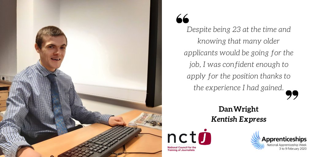 NCTJ (@nctj_news) on Twitter photo Today we hear from <a href="/Dan_WrightKM/">Dan Wright</a> who became one of the first journalism apprentices back in 2013 and now works as news editor of <a href="/KentishExpress/">Kentish Express</a>
Read the full piece: nctj.com/latestnews/jou… Today we hear from <a href="/Dan_WrightKM/">Dan Wright</a> who became one of the first journalism apprentices back in 2013 and now works as news editor of <a href="/KentishExpress/">Kentish Express</a>
Read the full piece: nctj.com/latestnews/jou…