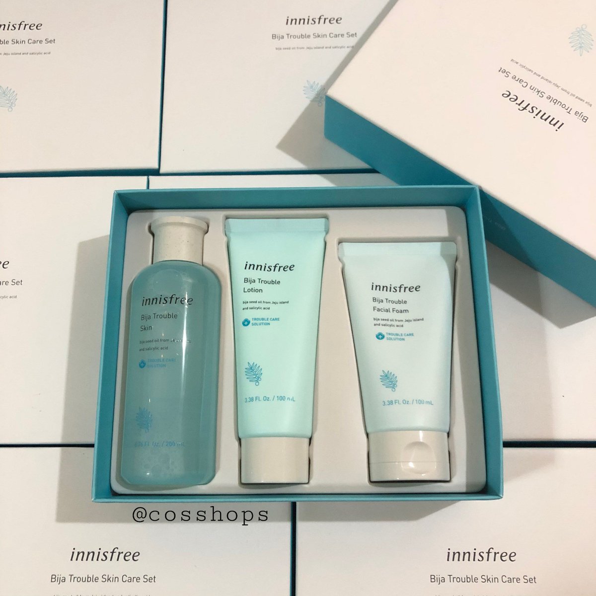 KK_store8's tweet photo. #cosshopsskin #พร้อมส่ง 
#Innisfree Bija Trouble Skincare Set
( 830฿ )

❄เซ็ตบำรุงผิวและรักษาสิว สำหรับผู้มีปัญหาสิวโดยเฉพาะ ช่วยลดการอักเสบ ช่วยบำรุงให้ผิวชุ่มชื่น
#howtoperfect #ชี้เป้าโปรถูก https://t.co/vZdih1MbvL