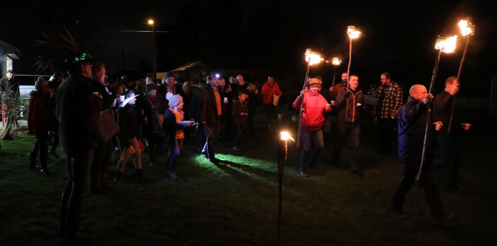 Fradswell's tweet photo. Amazing Fradswell Wassail at the weekend...huge turnout and a spectacular evening. Well done @irene_stewart @AndreaJClough, -amazing organisation &amp; food. Apples should be plentiful for autumn apple festival... #Frapfest, to make our Fradswell #Lurcher Cider #community #Stafford https://t.co/uOALnPJs0B