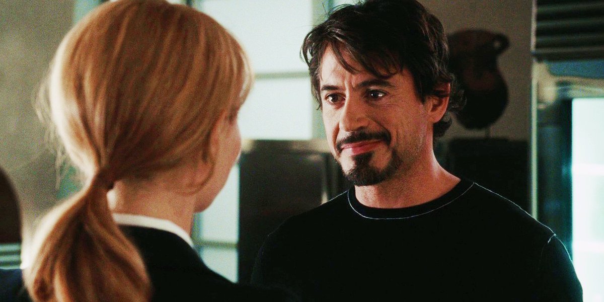 "it's your birthday?""yes.""i knew that. already?""yeah. isn't that strange? it's the same day as last year.""get yourself something nice from me.""i already did." "and?"it was very nice.""yeah?""very tasteful. thank you, mr. stark.""you're welcome, miss potts."