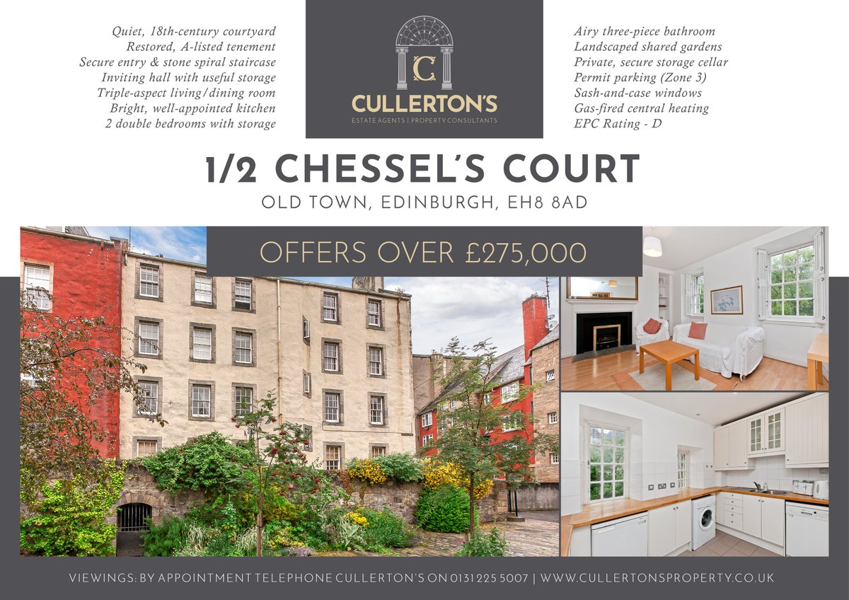 Now Sold. Congratulations to the new owners of 1/2 Chessel’s Court, Old Town, Edinburgh, EH8 8AD

#oldtownedinburgh
#bespoke
#cullertonsproperty
#propertymarketing
#outstandingresults