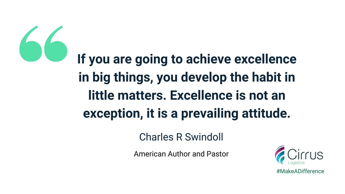 cirruslogistics's tweet photo. Wishing you all a very happy Monday! Here's another #MondayMotivation... remember excellence is not an exception, it is a prevailing attitude!! 💪👌
#MakeADifference #LifeAtCirrus https://t.co/9tnHYMKxED