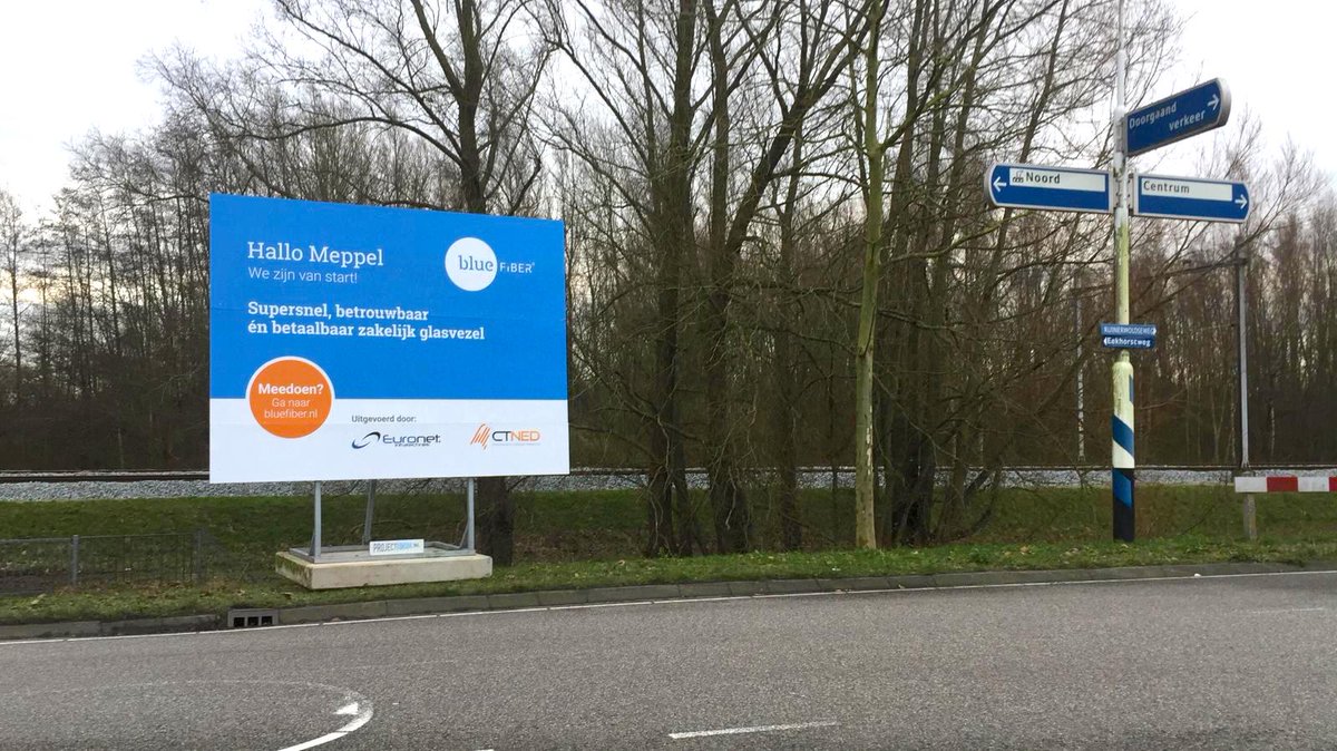 Zakelijk glasvezelaanbieder Blue Fiber rolt haar netwerk verder uit. Om bedrijven in #Meppel op de hoogte te brengen van de ontwikkelingen, plaatsten wij verschillende #projectborden in en rond Meppel. projectbord.nl