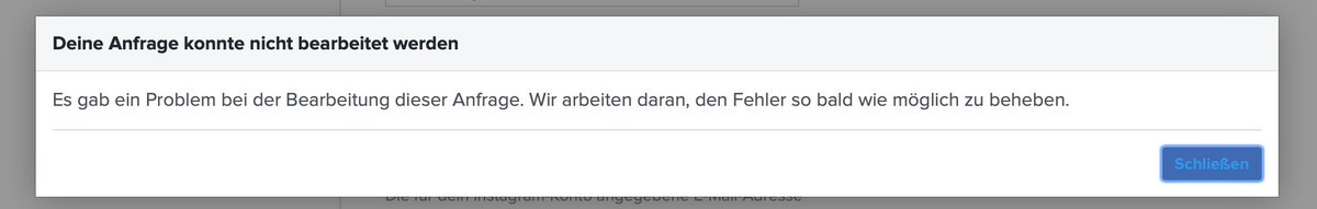meyerventer's tweet photo. Hey @FacebookDE @instagram @Facebook ,
since yesterday I can't sign into my Instagram account (hannidori) because you've disabled it! Why?!?!

When I fill out your form to proof my identity, it only shows me an error message. What shall I do?😢 https://t.co/fF92sTG5tU