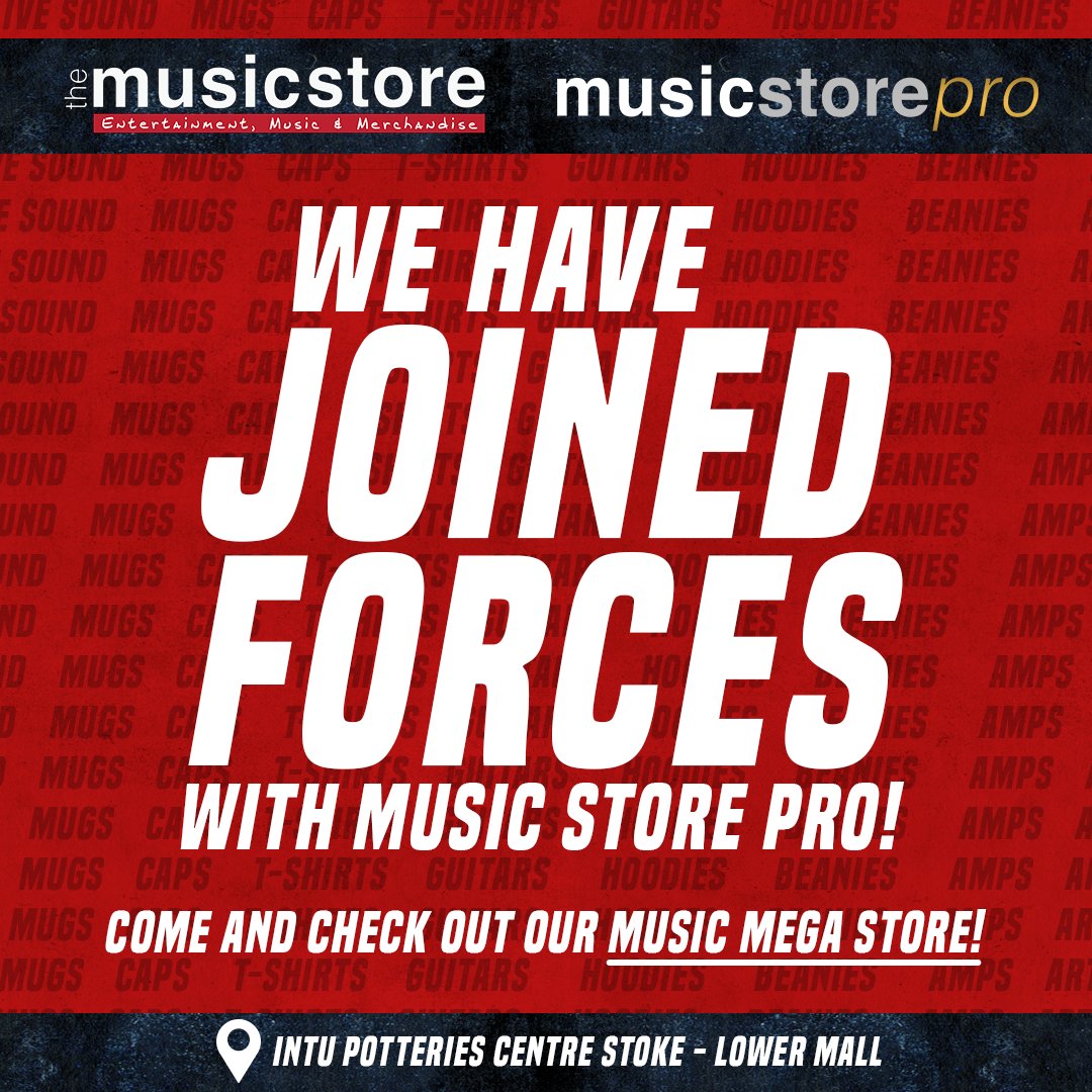 TheMusicStoreUK's tweet photo. BIG NEWS! We're joining forces with @musicstorepro in @intuPotteries #Stoke to give you the best music shopping experience ever! Come and visit us in the lower mall 🙌 https://t.co/QjR5cEVeDB