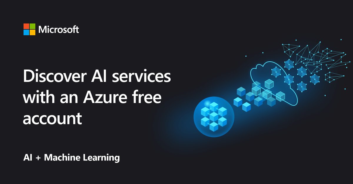 "Discover AI Services with an Azure free account". Against it is a cloud and IoT symbol.