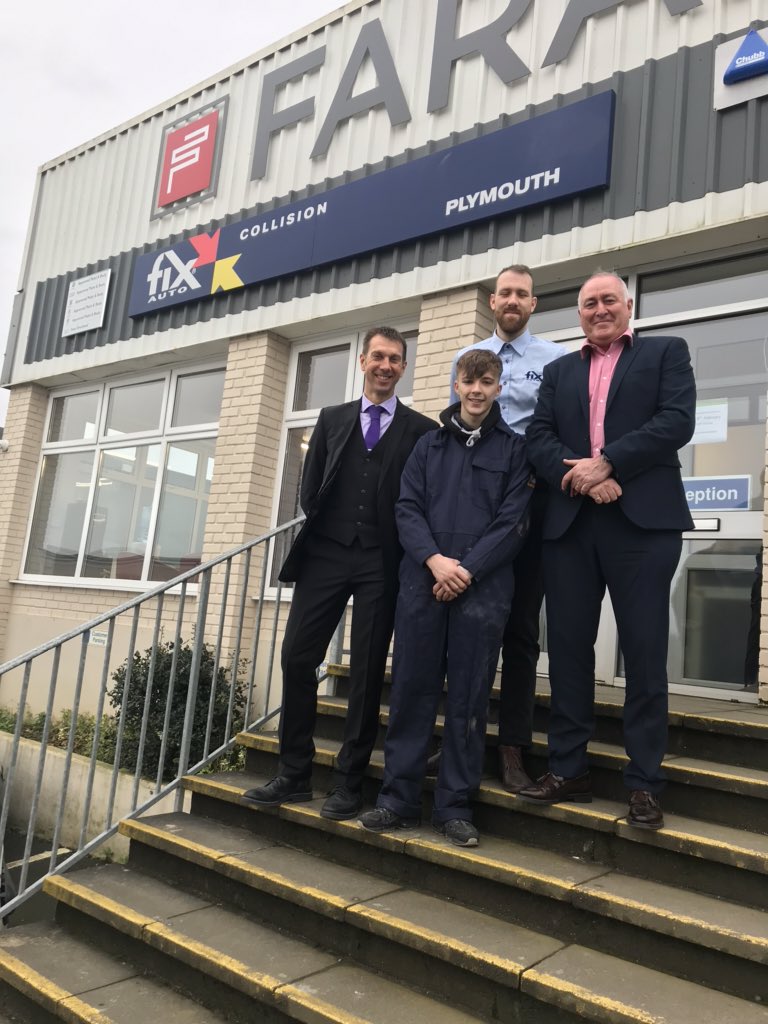 We started National apprenticeship week by meeting Jack Jessep at Fix Auto Plymouth. Thank you Gillian Cain  and Daryll Cain  for accommodating us and it was great to hear Jack talk about his single skill Panel Apprenticeship....
