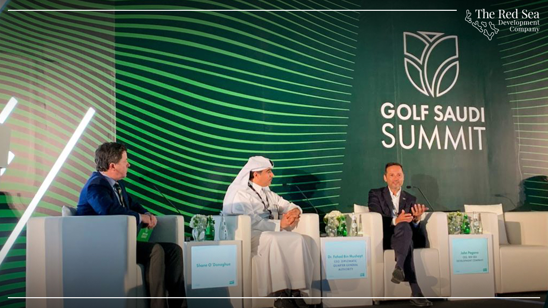 RedSeaGlobal's tweet photo. "In a world where environmental concerns are becoming more important, there is an opportunity to do things differently. What we’re doing that is different is that we’re leading with our environmental commitment,” said our CEO John Pagano at the #GolfSaudiSummit in #Jeddah. https://t.co/7tUtNySKFW