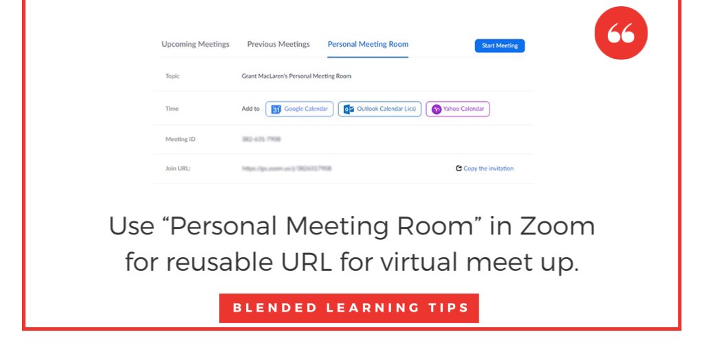 Blended Learning Tips- Zoom Personal Meeting Room