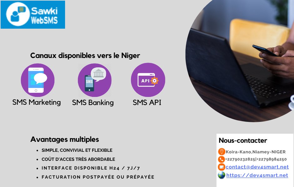 dev4smart's tweet photo. Vous êtes gérant d'un centre commercial ou développeur d'applications mobiles et avez besoin de faire connaître vos produits à travers une approche Marketing basée sur le texto? Optez dès maintenant pour notre produit Sawki WebSMS.
#SMSAPI #SMSMarketing #SMSVoting #SMSBanking https://t.co/hi5Uun1ct8