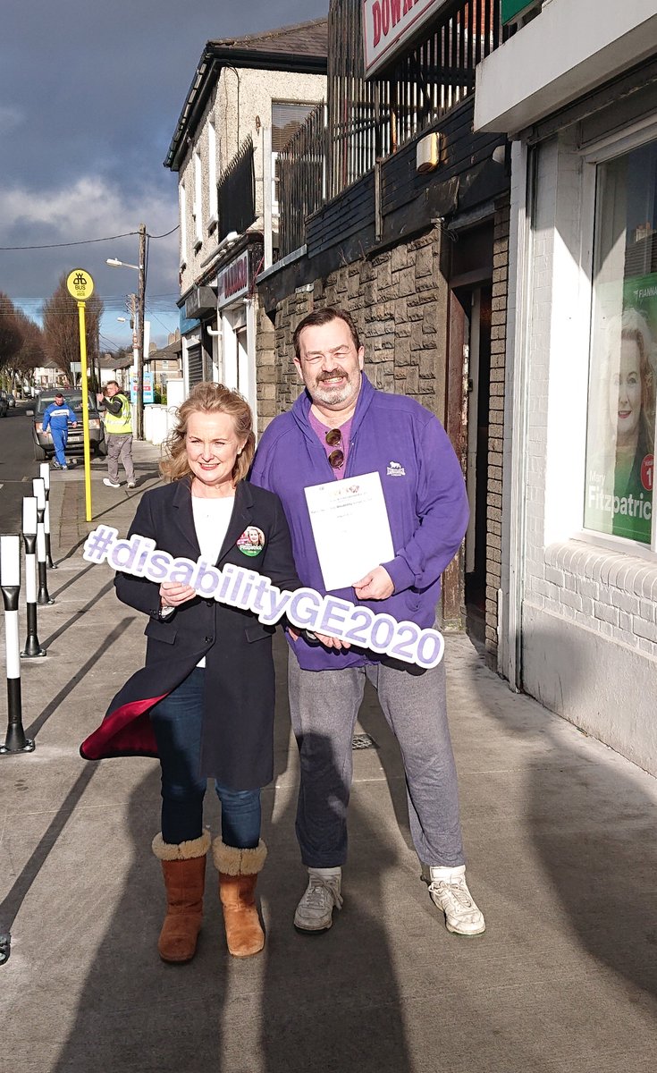 GaryJk64's tweet photo. Met @votemaryfitz who was delighted to show her support for #disabilityge2020 I was out on a #PosterHunt @fiannafailparty @DisabilityFed https://t.co/wI1Oex0qog