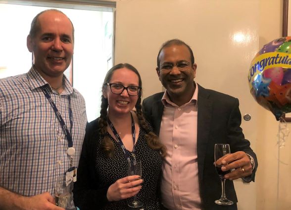 Abigail with Prof RIchard Grose (left) and Prof Hemant Kocher