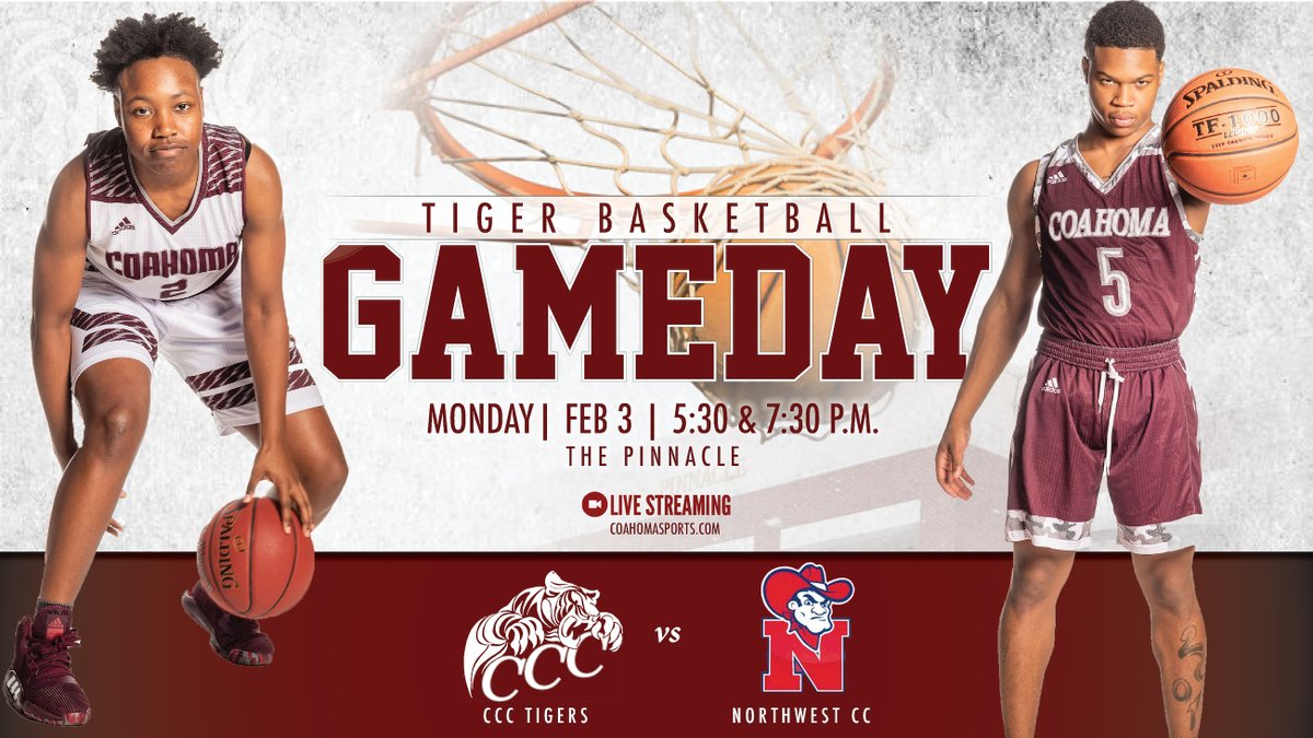 CoahomaCC's tweet photo. CCC GAME DAY: The Coahoma Tigers are ready to pull out their best against crosstown rival NWCC for an MACJC North matchup. The game will be held Monday, Feb. 3, 2020, at the Pinnacle. Tipoff times are 5:30 p.m. and 7:30 p.m.
https://t.co/el8TqJWNCJ
#CCCHoops #CoahomaStrong https://t.co/C1TREpXHh7