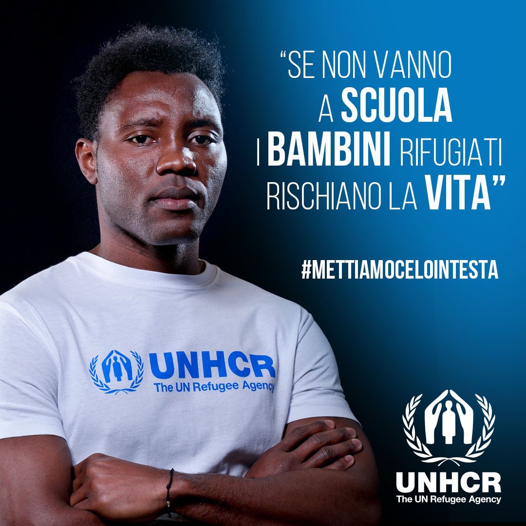 Orgoglioso di sostenere <a href="/UNHCRItalia/">UNHCR Italia</a> DONA ADESSO al 45588. Con soli 2 euro possiamo garantire un mese di scuola a un bambino in fuga dalla guerra #mettiamocelointesta
