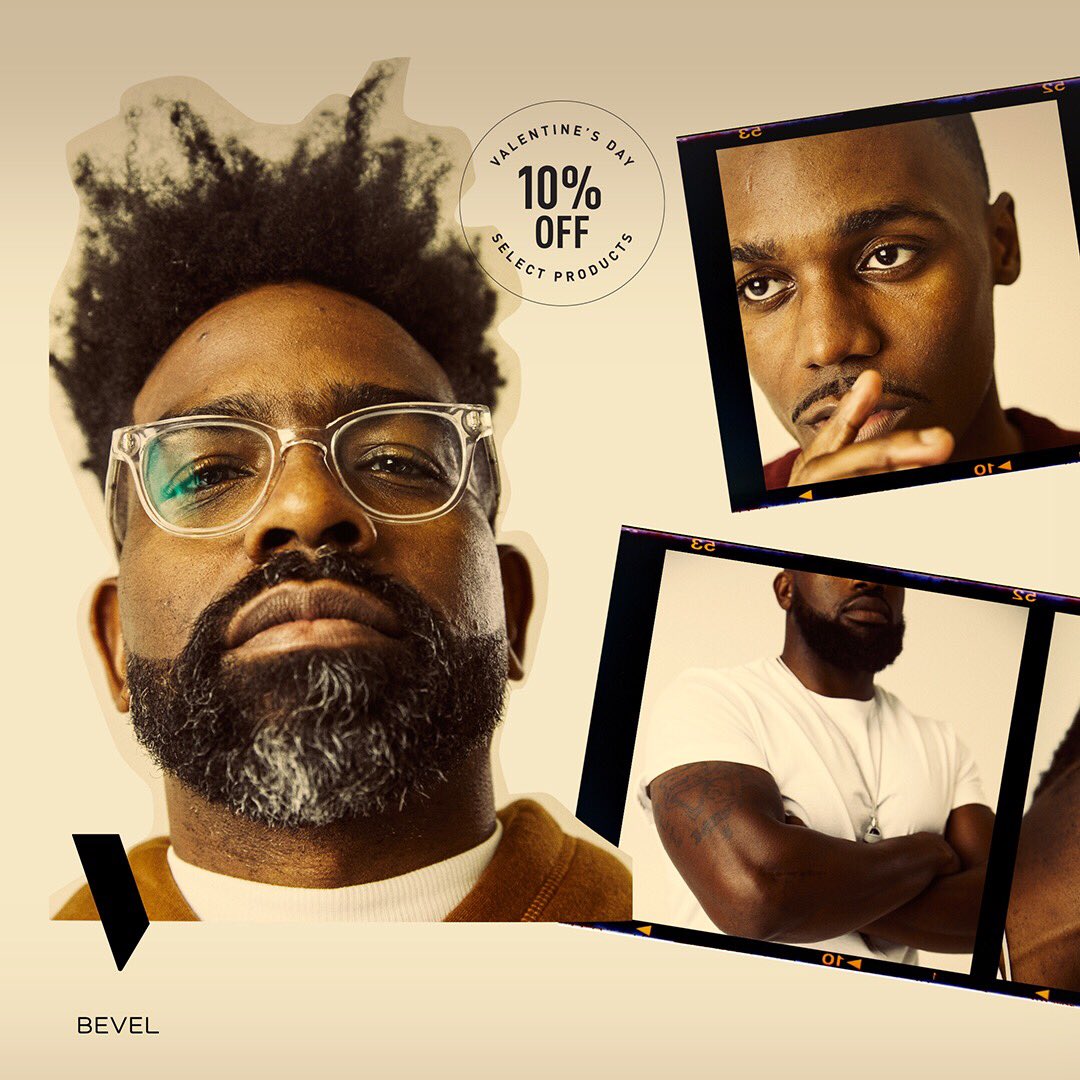 bevel's tweet photo. Get closer when you #GetBevel for him this Valentine’s Day. 🎁 Nothing sweeter than 10% off BEVEL Shave, Skin, and Trimmer/T-Blade bundles. For a limited time only at https://t.co/jKqe2asB0X 🖤 https://t.co/3kjp5QVsXR