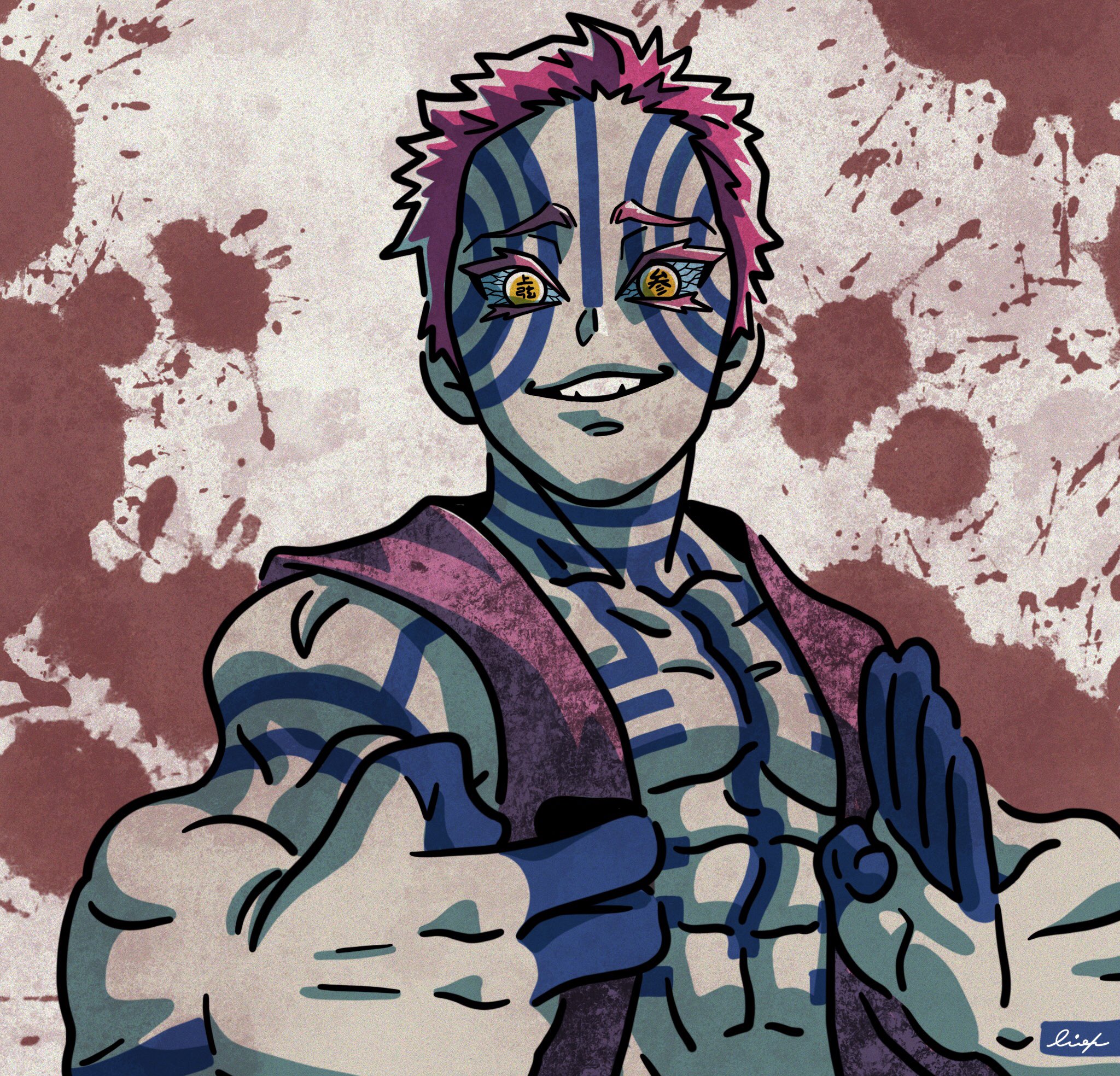 Fcさえき 今日は節分ということで今一番好きな鬼を描きました 鬼滅の刃 掎窩座 あかざ イラスト 節分