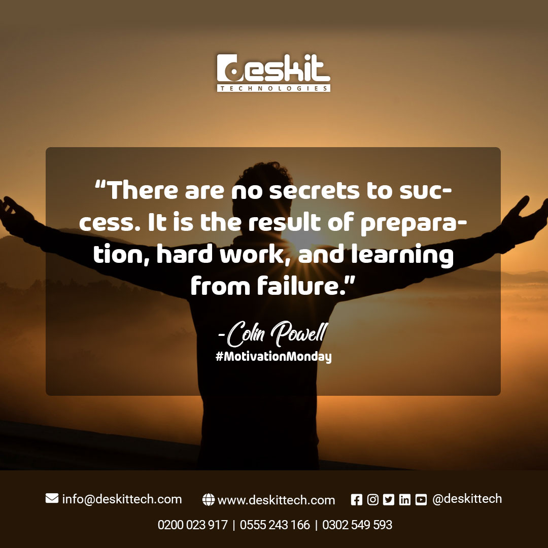 deskittech's tweet photo. ....Success is the result of preparation, hard work and continuous learning #MondayMotivation #MotivationMonday #MotivationalQuote #Monday #DeskitTechnologies #ListenThinkDesign https://t.co/ThxFCcgm5X
