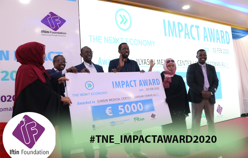 iftinfoundtion's tweet photo. @Iftinfoundtion awarded  €5,000 with Samsam Osman Ali owned Ilyasin Medical Center as TNE most impactful business within 4 yrs through open competition by int. jury &amp; she won The Next Economy Impact Award 2020 by celebration event held in Mogadishu

#TNE_IMPACTAWARD2020
#Somalia https://t.co/Ico9B4g7Gq