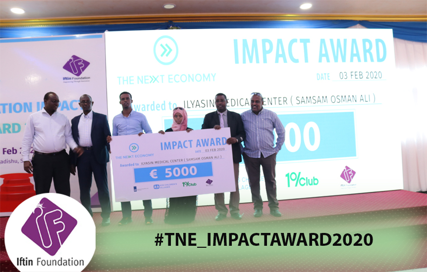 iftinfoundtion's tweet photo. @Iftinfoundtion awarded  €5,000 with Samsam Osman Ali owned Ilyasin Medical Center as TNE most impactful business within 4 yrs through open competition by int. jury &amp; she won The Next Economy Impact Award 2020 by celebration event held in Mogadishu

#TNE_IMPACTAWARD2020
#Somalia https://t.co/Ico9B4g7Gq