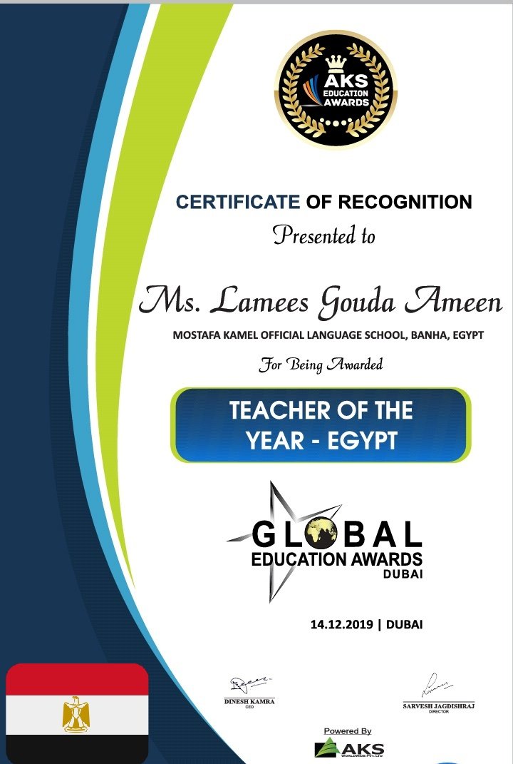 LameesGouda's tweet photo. Yes๐I'm recognized as the Teacher of the Year/Egypt 2019๐ช๐ฌ according to @aks_awards & Ready to support educators to Achieve Quality Education ๐ช๐ฌ
ุงูุญู
ุฏ ููู ุฅุฎุชูุงุฑู ู
ุนูู
ุงูุนุงู
/ู
ุตุฑ 2019
ูุนูู ุฅุณุชุนุฏุงุฏ ูุฏุนู
ุงูู
ุนูู
ูู ูุชุญููู ุฌูุฏุฉ ุงูุชุนููู
๐ช๐ฌ
#Goalkeeper4 #MIEExpert https://t.co/3d00SpqfjK