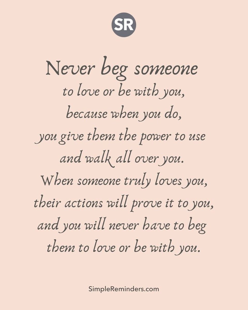 SimpleReminders's tweet photo. Never beg someone to love or be with you, because when you do, you give them the power to use and walk all over you. ...
@GoMcGillMedia @JenniYoungMcGill @BryantMcGill
#simplereminders #quotes #quoteoftheday #life #beg #respect #relationship #actions #walk #disrespect #love https://t.co/YSA7pZWNtF