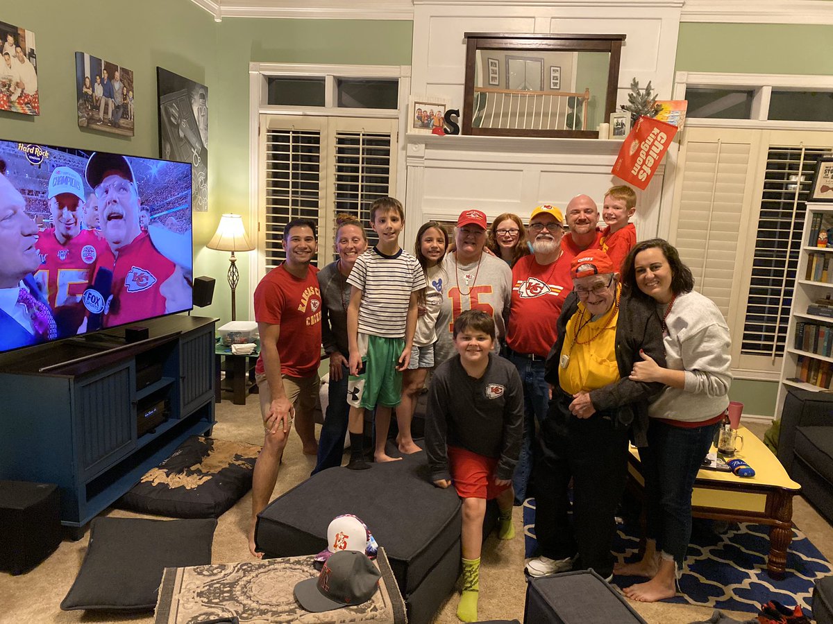 DrJJSully's tweet photo. Yesterday will always be one of my favorite memories! Four generations of Sullivans watched the Chiefs bring home the Vince Lombardi trophy! #SuperBowlLIV #ChiefsKingdom #SuperBowl #fansincebirth @Chiefs @PatrickMahomes https://t.co/oxyb8HY1UN