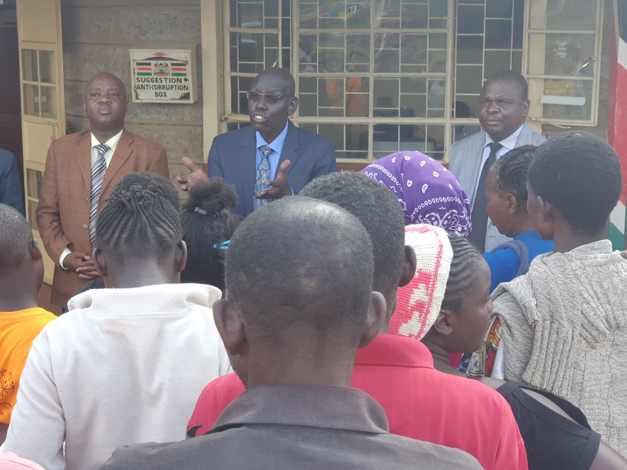 Basic Education PS Belio Kipsang while leading a Form One admission mop up exercise in Nairobi where he helped to place more than 40 children in various secondary schools