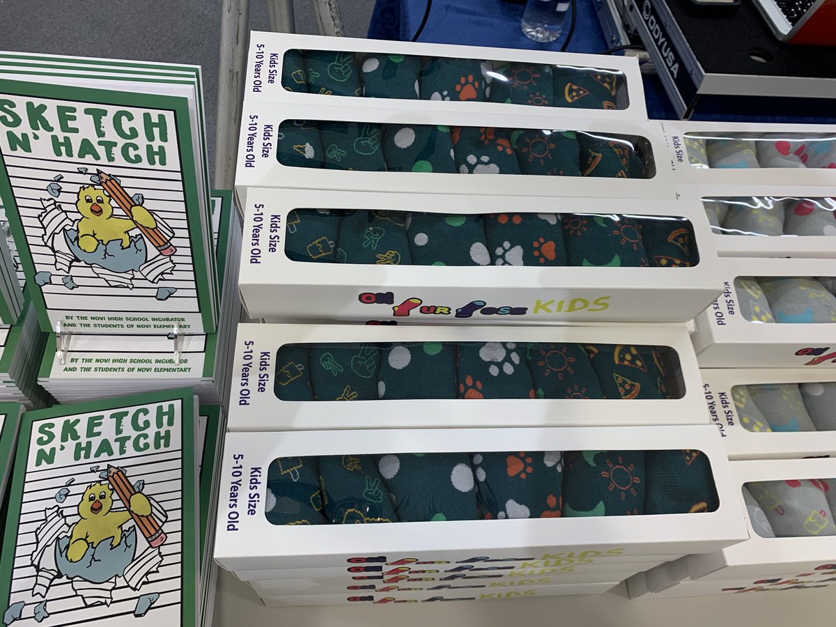 Books and socks for sale.