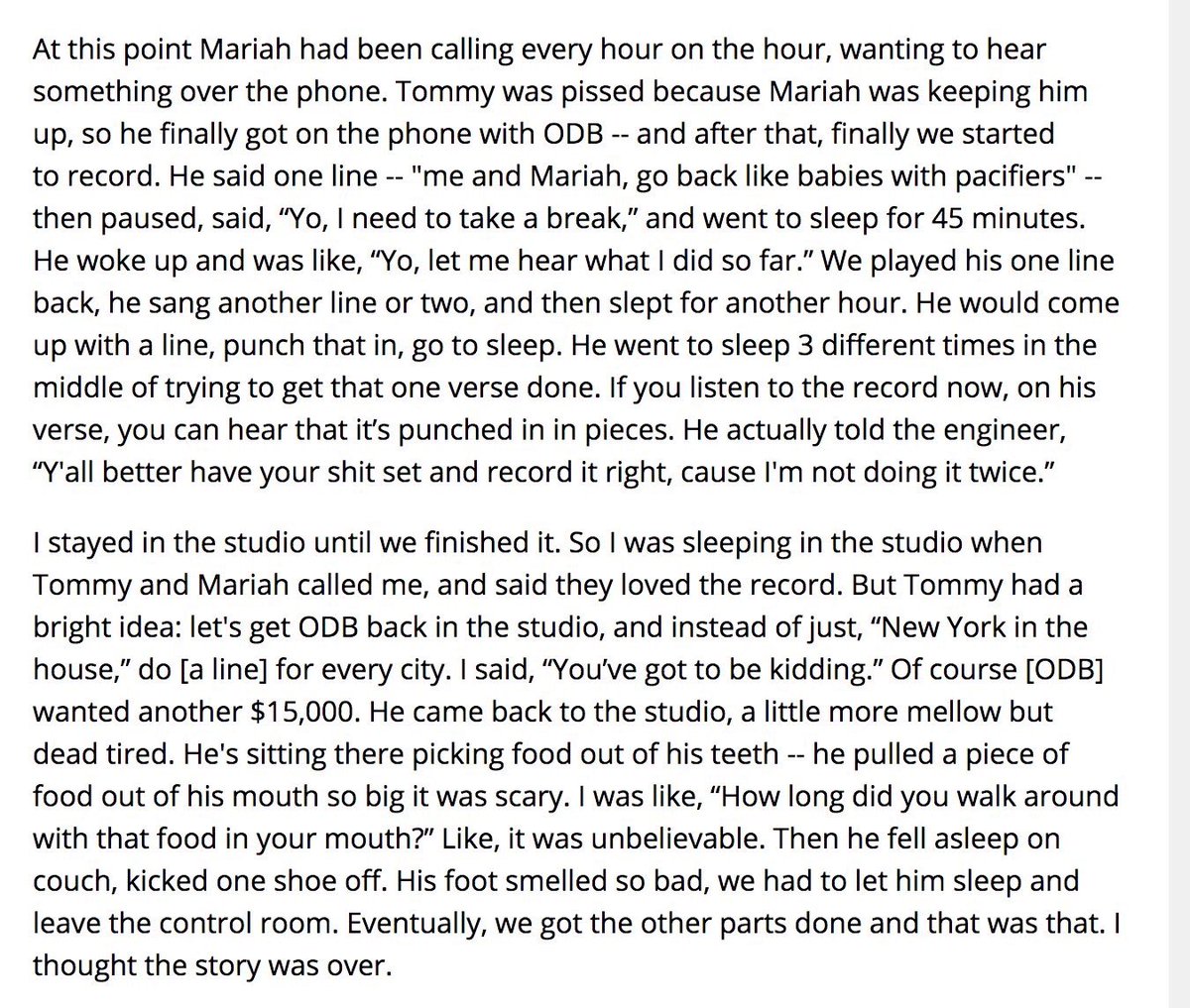 Mariah Carey’s manager asks ODB to appear on one of her singles. Brilliance ensues...