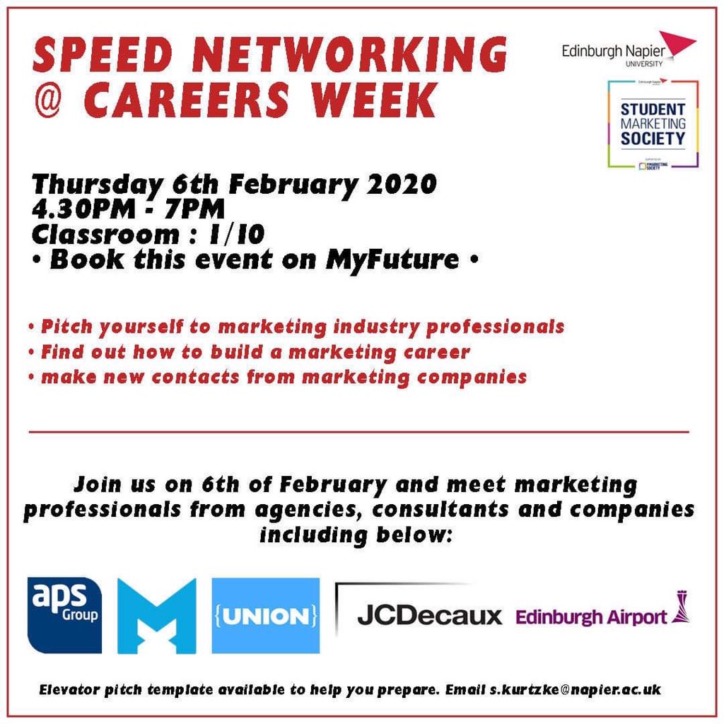smsnapier's tweet photo. It’s Careers Week this week at The Business School, so why not come along and develop your networking skills whilst meeting potential future employers! 🤩

This Thursday from 4:30pm at Craiglockhart, to find out more visit MyFuture! 
https://t.co/hdoS6i012V https://t.co/BZicEoB137