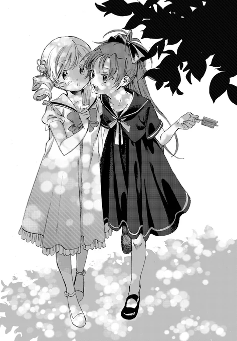 何故か最近杏子とマミをいっぱい描いてた頃の絵がちょこちょこRTされてるんだけどこの絵はトーンやってる方がかわいいから見て 