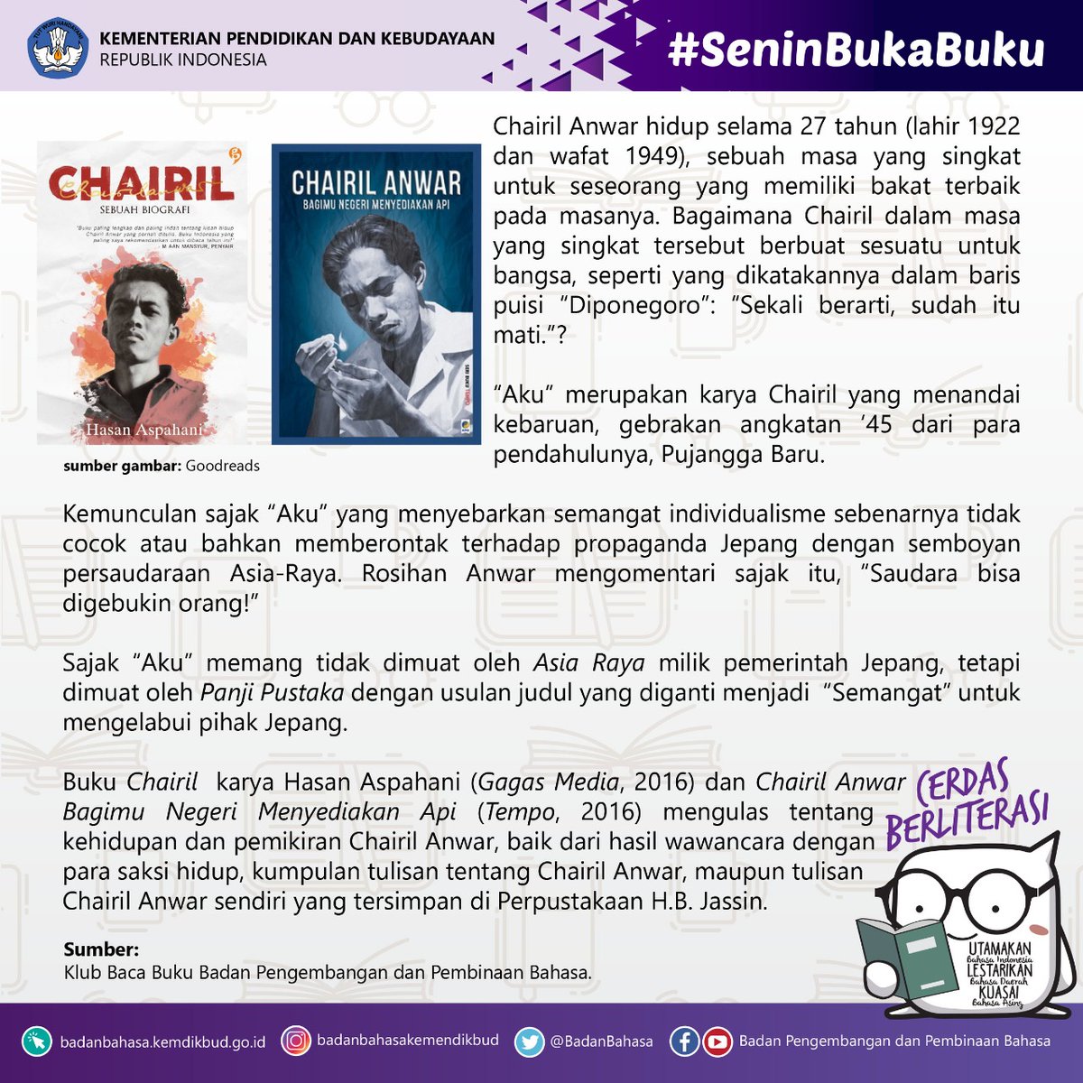 Dapatkan Gambar Badan Pengembangan Dan Pembinaan Bahasa On Twitter Chairil Anwar Terupdate oleh www.cikimm.com