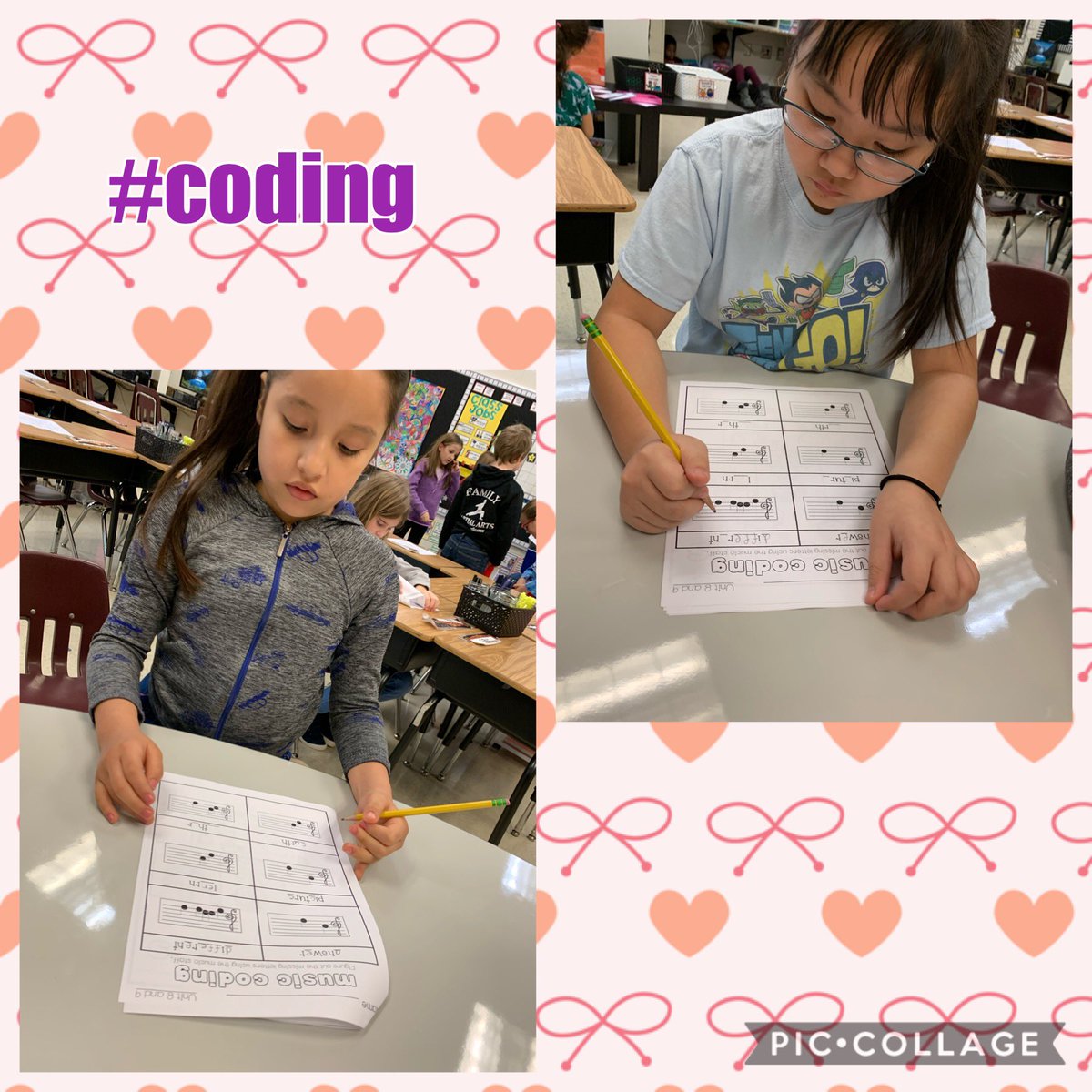 MsJohnsonsStars's tweet image. Figuring out our trick words using #musiccoding! Trick words are missing several letters, so students have to use the music staff to figure out what letter is missing. 🎶#getconnected #music @ClarkCreekSTEM @KnuchelMusic