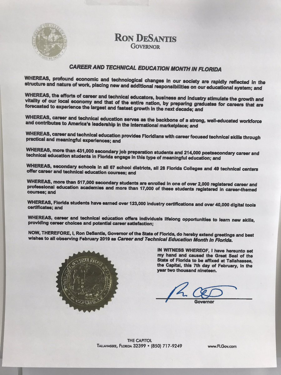 MTC is proud to begin February as CTE month with the proclamation @PascoCTE